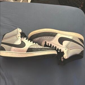 Nike High-Top Sneakers - Black and White Court visions